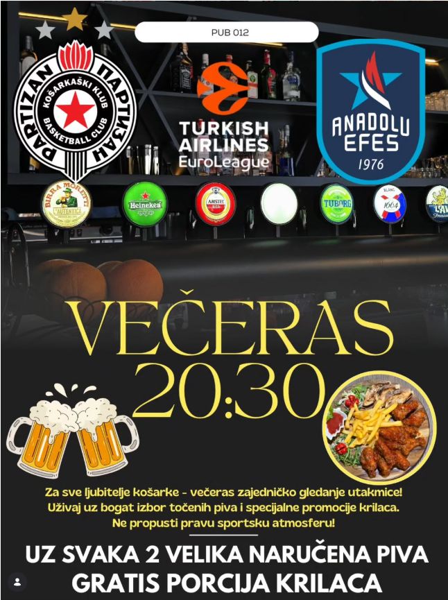 Plakat: Partizan – Anadolu Efes, PUB 012 Požarevac