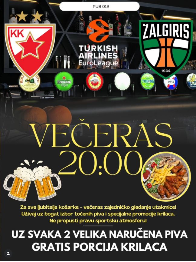Plakat: Crvena zvezda – Žalgiris, PUB 012 Požarevac